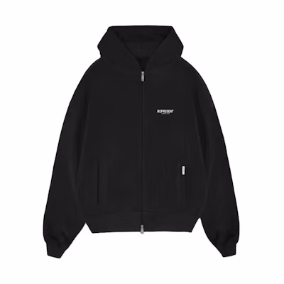 REPRESENT Black Zip-Up Hoodie with Letter Print Design MH4039-01