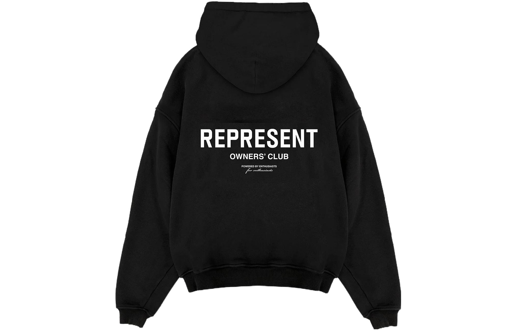Lookbook REPRESENT 黑色拉链连帽卫衣字母印花设计 MH4039-01