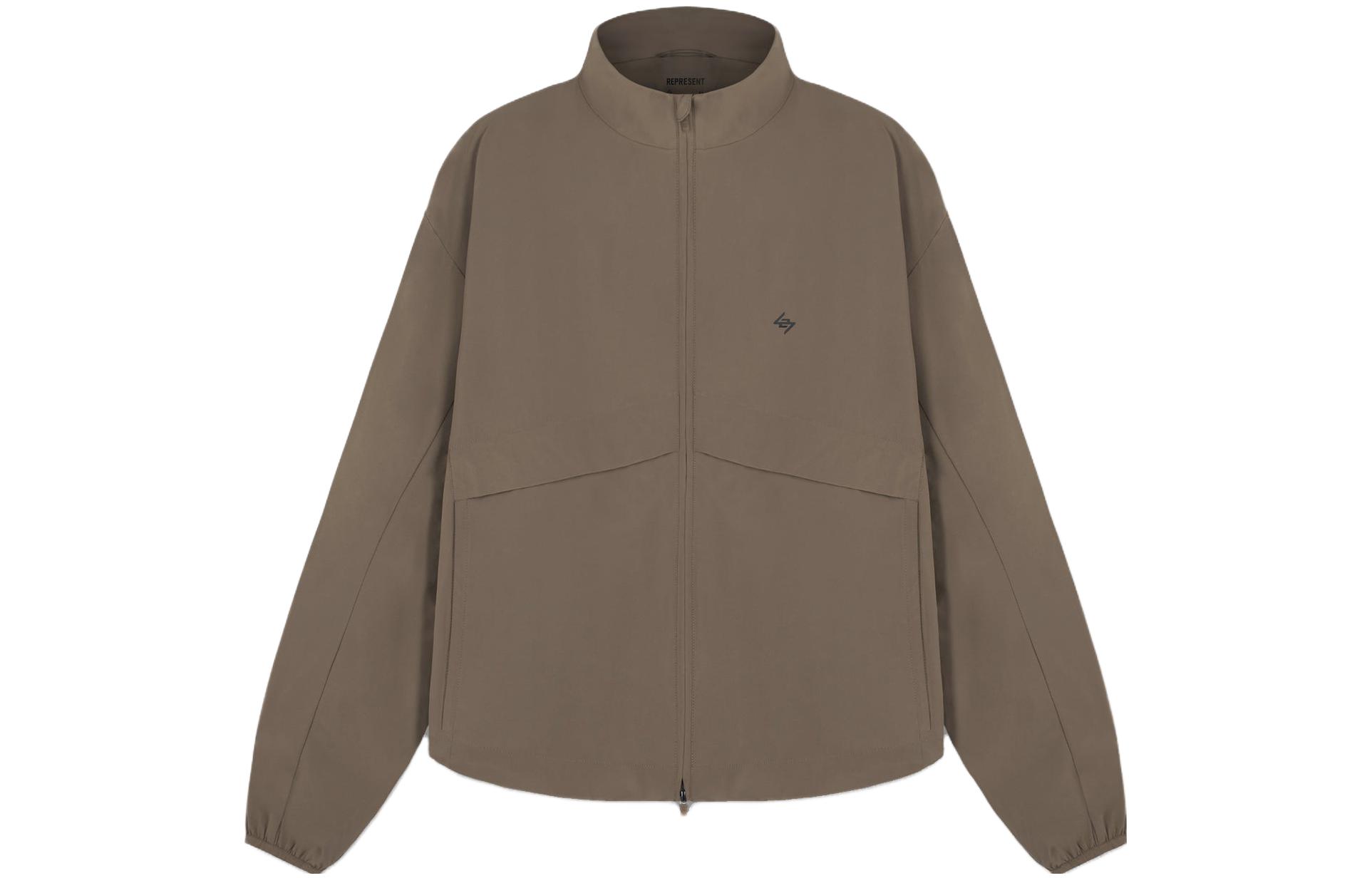 Order REPRESENT 棕色拉链立领宽松夹克字母印花外套。 247M109-499