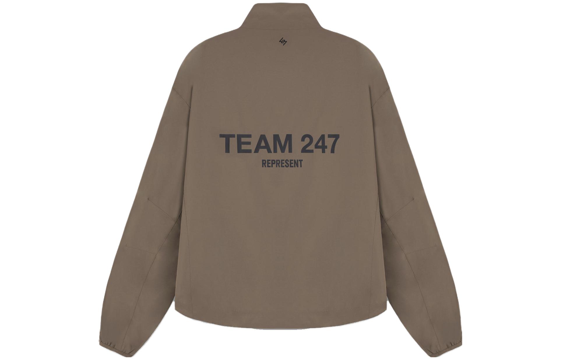 Lookbook REPRESENT 棕色拉链立领宽松夹克字母印花外套。 247M109-499