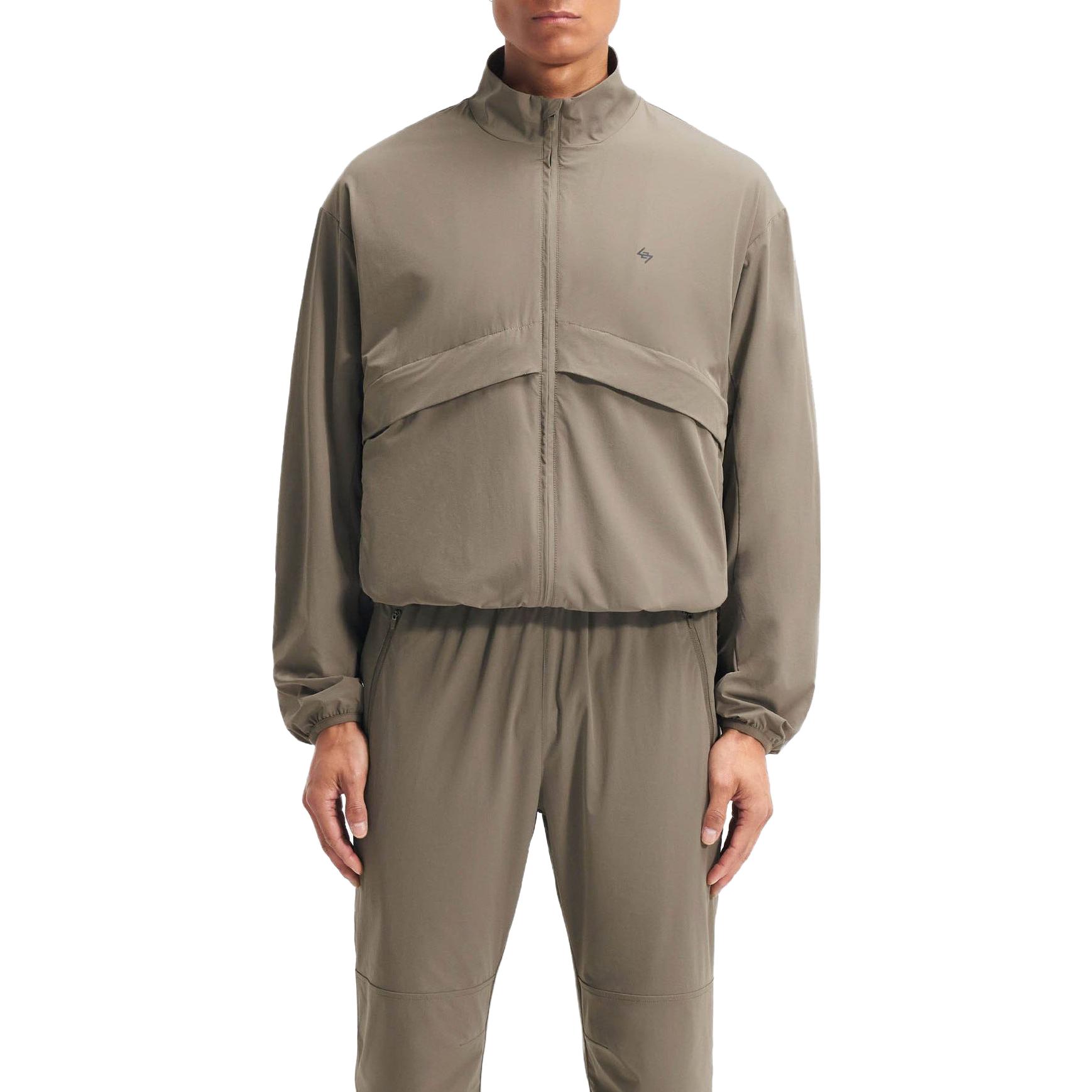 Shop REPRESENT 棕色拉链立领宽松夹克字母印花外套。 247M109-499