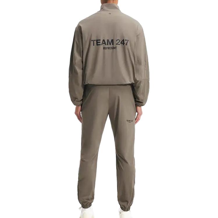 Cheap REPRESENT 棕色拉链立领宽松夹克字母印花外套。 247M109-499