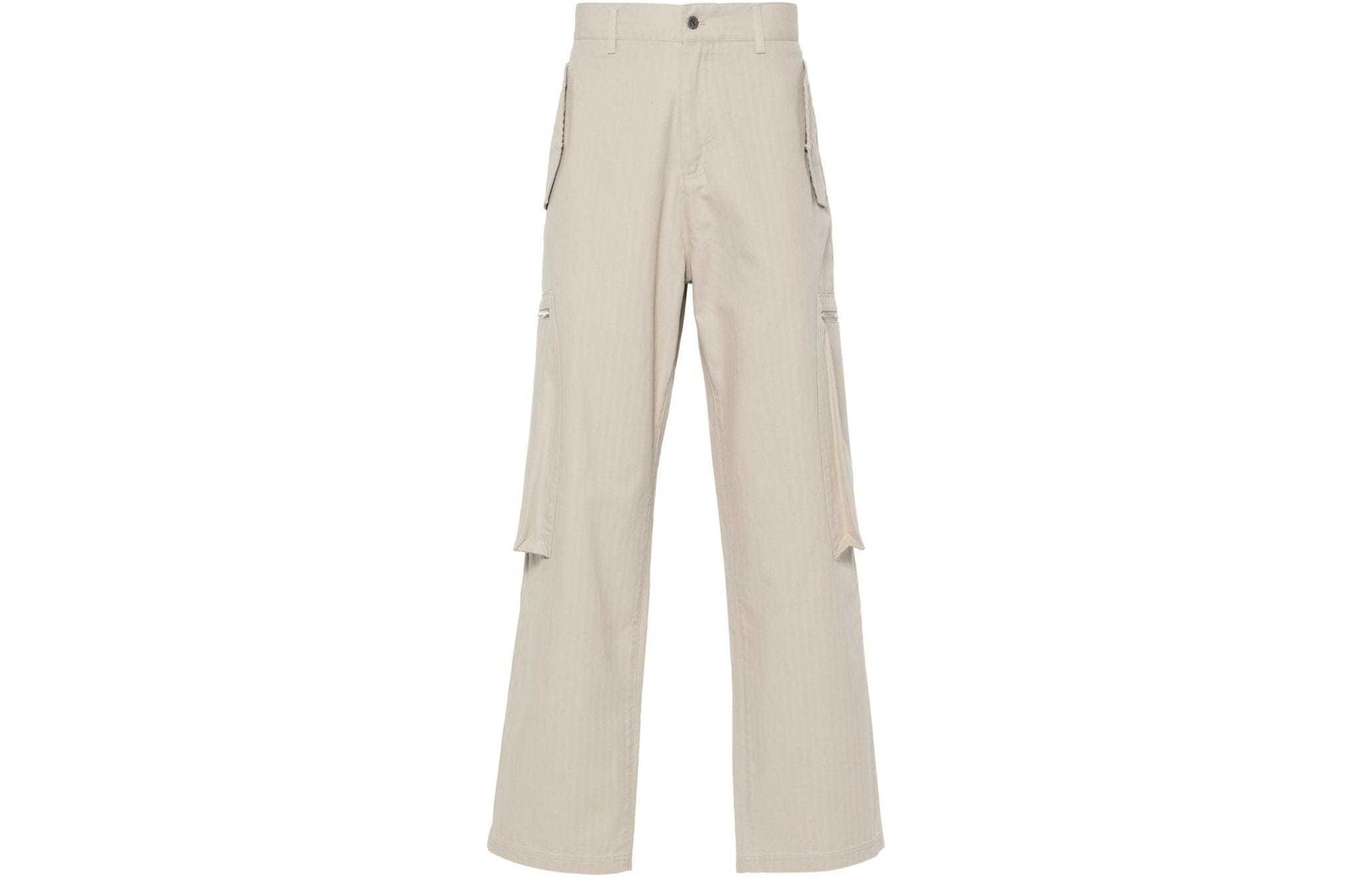 Order REPRESENT 刺繍ロゴ ヘリンボーン ストレートパンツ ライトベージュ MLM510-426