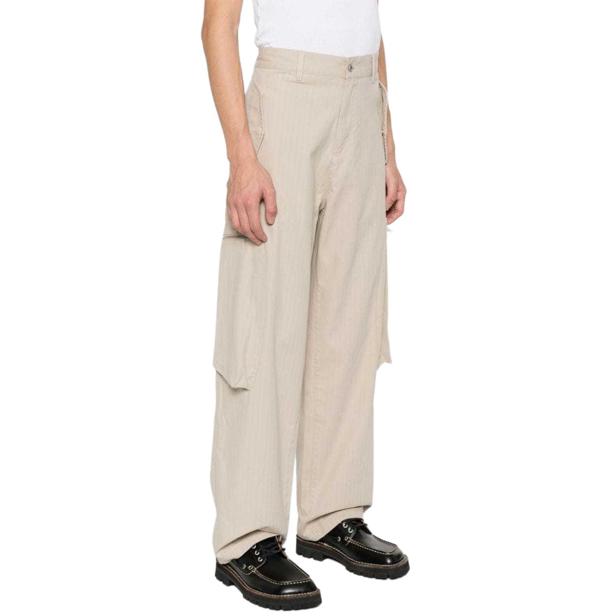 Purchase REPRESENT 刺繍ロゴ ヘリンボーン ストレートパンツ ライトベージュ MLM510-426