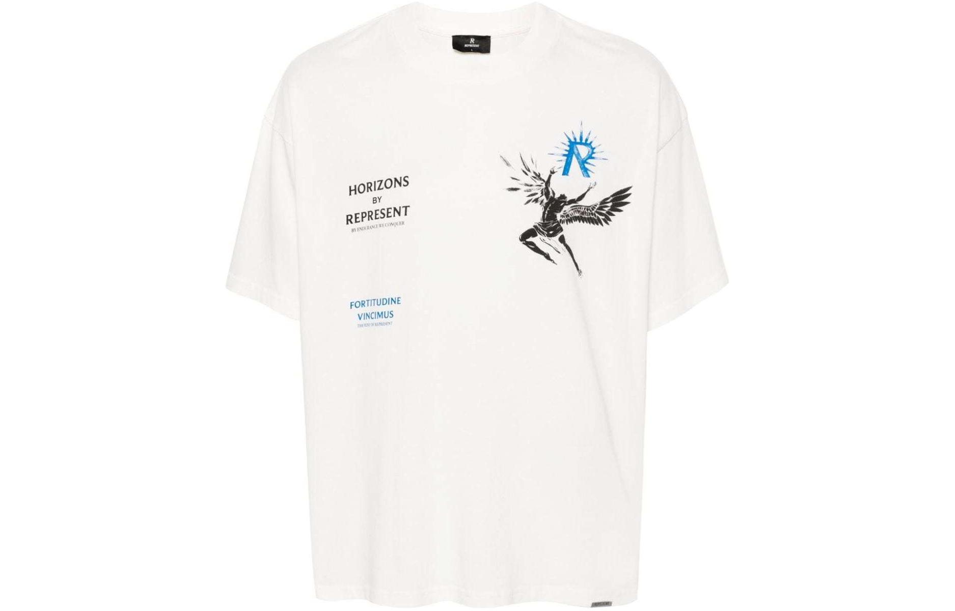 REPRESENT  Graphic Print White T-Shirt Short Sleeve Casual Tee MLM467-72