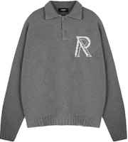 REPRESENT Gray Polo Collar Letter Print Long Sleeve Sweater MH3014-05 REPRESENT Gray Polo Collar Letter Print Long Sleeve Sweater MH3014-05