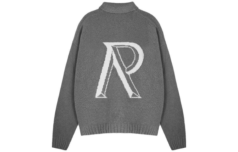 Lookbook REPRESENT グレー ポロカラー ロゴプリント 長袖セーター MH3014-05