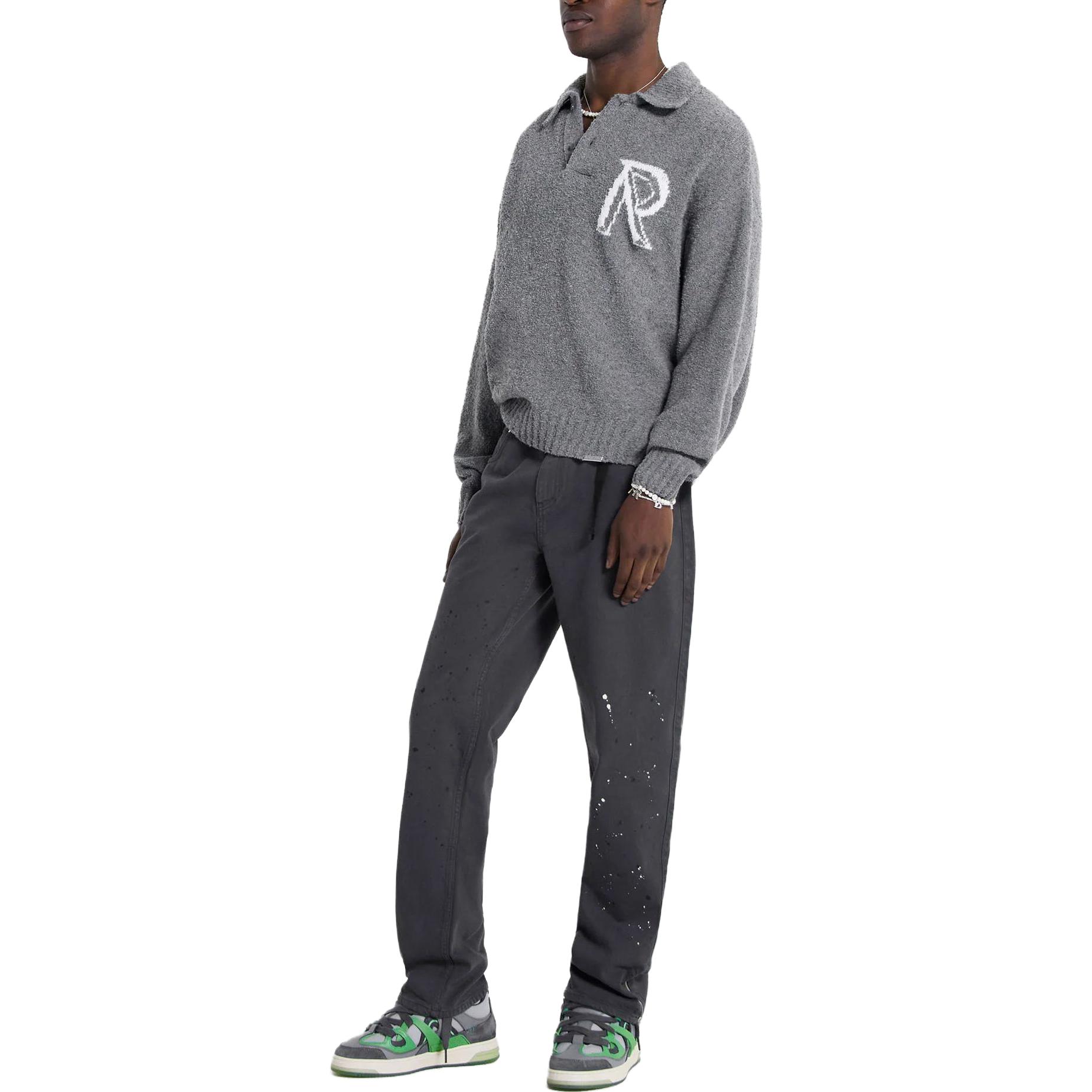 Details for REPRESENT グレー ポロカラー ロゴプリント 長袖セーター MH3014-05