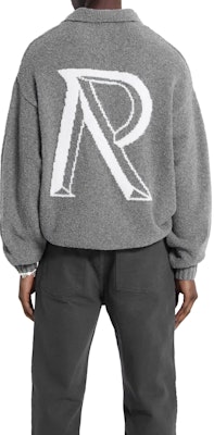 REPRESENT Gray Polo Collar Letter Print Long Sleeve Sweater MH3014-05 Cheap REPRESENT Gray Polo Collar Letter Print Long Sleeve Sweater MH3014-05