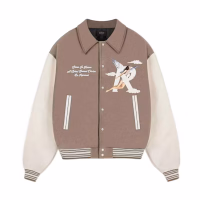 REPRESENT Letter Print Collared Jacket Light Brown. M01222-243