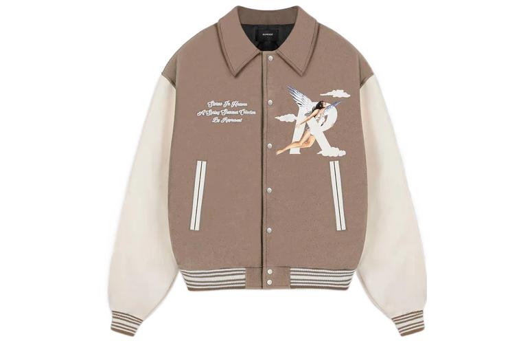 Order REPRESENT  Letter Print Collared Jacket Light Brown. M01222-243