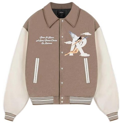 REPRESENT Letter Print Collared Jacket Light Brown. M01222-243 Order REPRESENT Letter Print Collared Jacket Light Brown. M01222-243