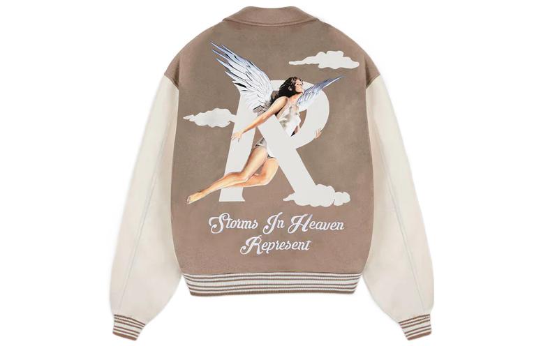 Lookbook REPRESENT  Letter Print Collared Jacket Light Brown. M01222-243