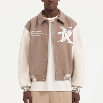 REPRESENT Letter Print Collared Jacket Light Brown. M01222-243 Shop REPRESENT Letter Print Collared Jacket Light Brown. M01222-243