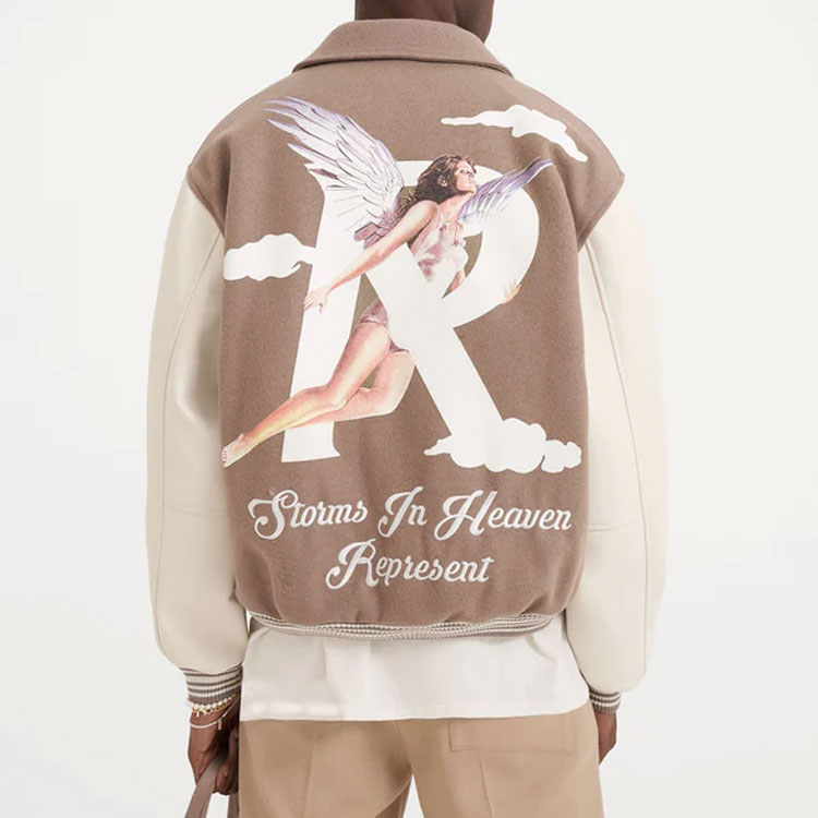 Purchase REPRESENT  Letter Print Collared Jacket Light Brown. M01222-243