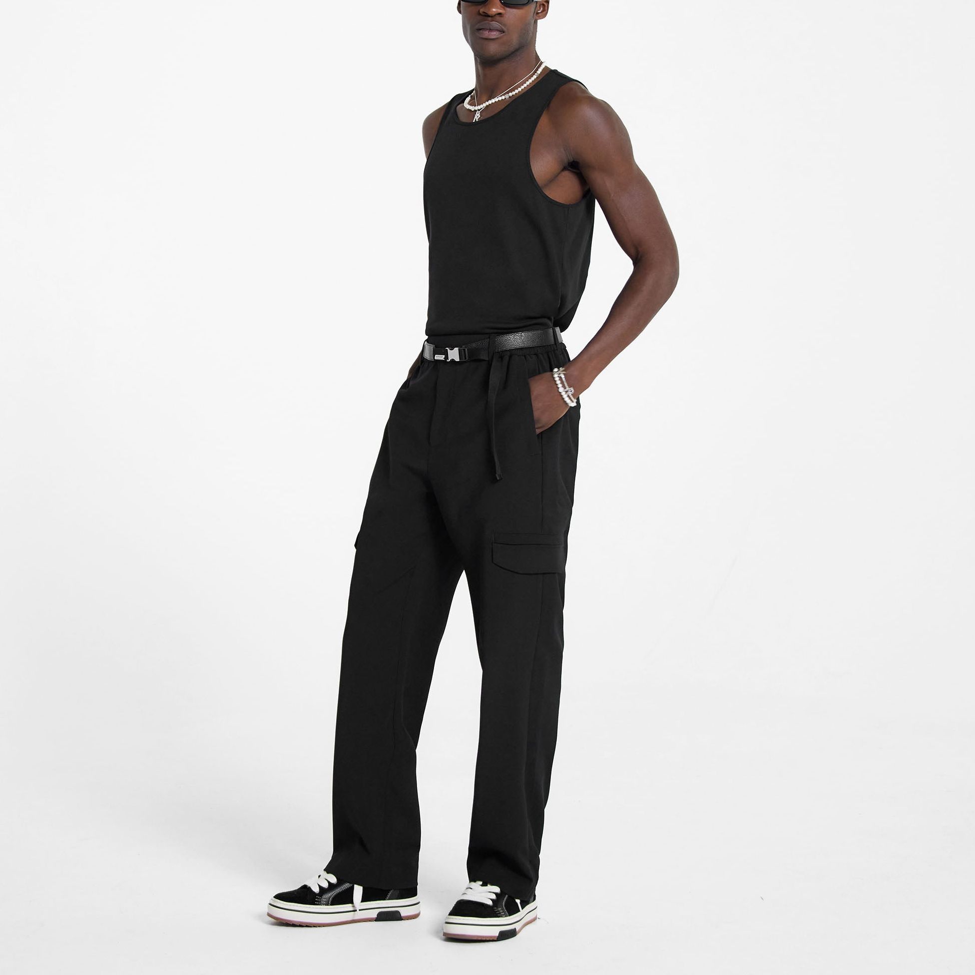 Lookbook REPRESENT Pantalones Casual Sueltos Ajuste Recto Color Sólido MC5006-01