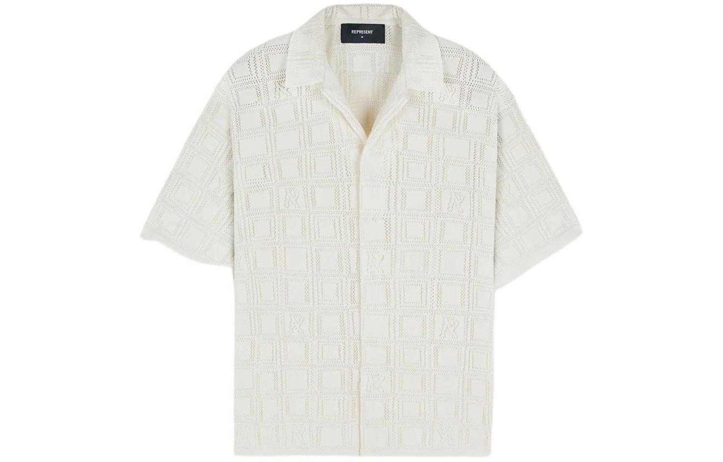 REPRESENT  Pink White Lace Knit Short Sleeve Oversized Shirt MLM304-425