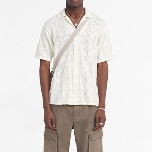 REPRESENT 粉白色蕾丝针织短袖宽松衬衫 MLM304-425 Lookbook REPRESENT 粉白色蕾丝针织短袖宽松衬衫 MLM304-425