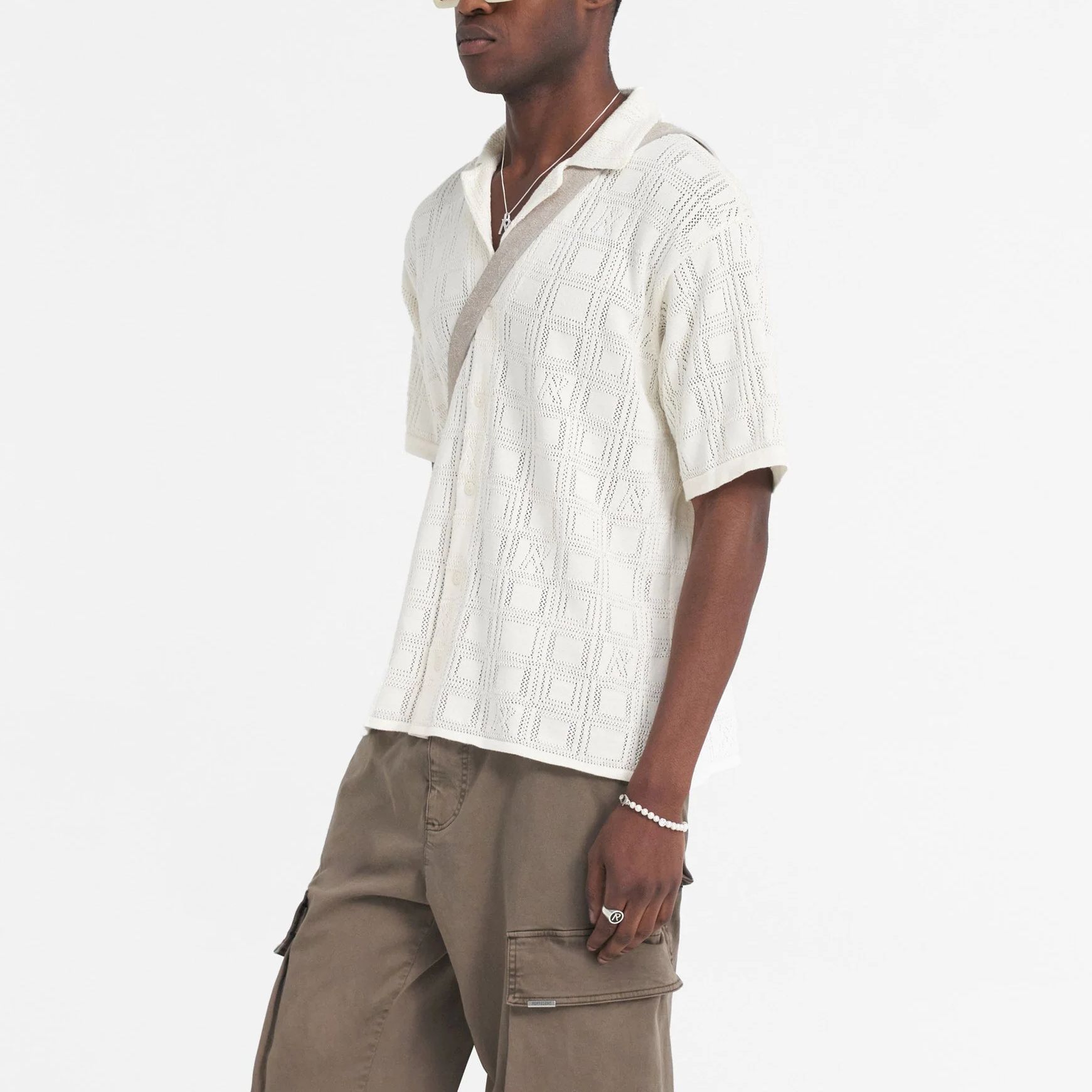 Purchase REPRESENT ピンク ホワイト レース ニット 半袖 オーバーサイズ シャツ MLM304-425