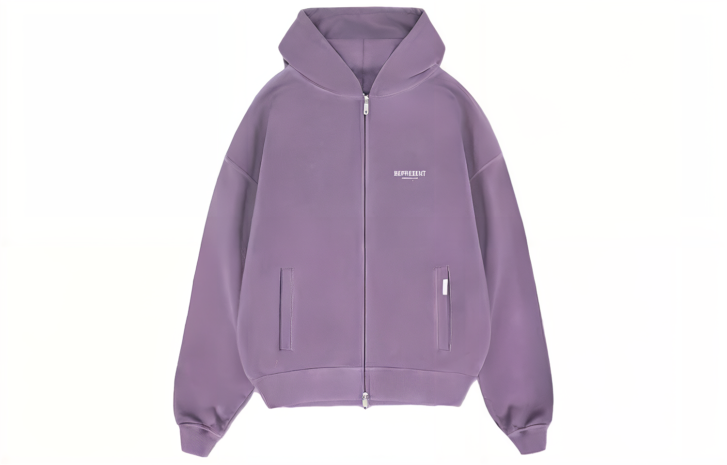 REPRESENT  Purple Solid Color Zip-Up Hoodie Long Sleeve Loose Fit. MH4039-326