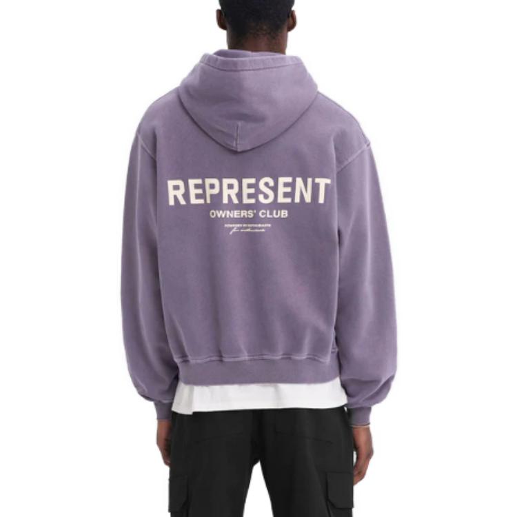 Purchase REPRESENT パープル 無地 ジップアップ フーディー 長袖 ゆったりフィット MH4039-326