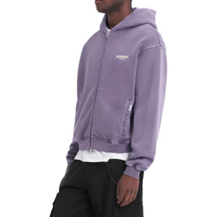 Details for REPRESENT パープル 無地 ジップアップ フーディー 長袖 ゆったりフィット MH4039-326