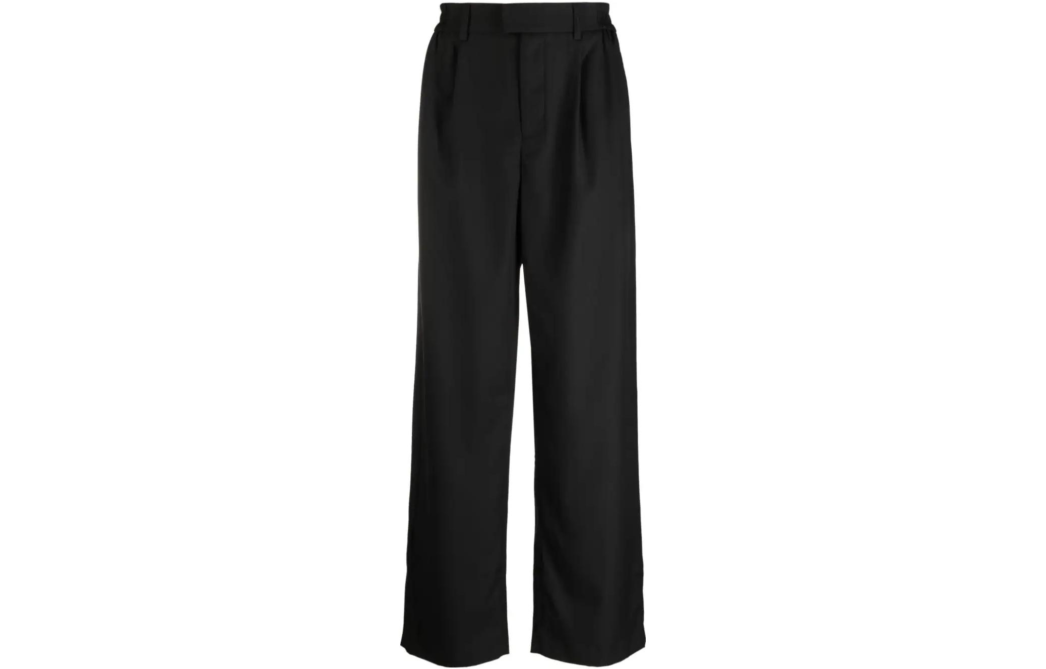 REPRESENT  Solid Color Relaxed Pleated Wide-Leg Pants - Black M08218-01