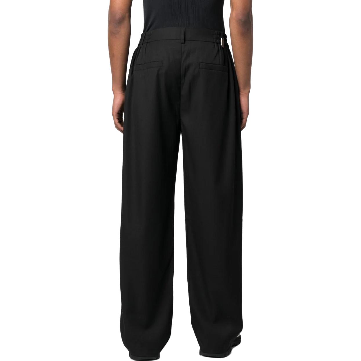Shop Pantalones Anchos Represent Negros Relajados de Color Sólido con Pliegues. M08218-01