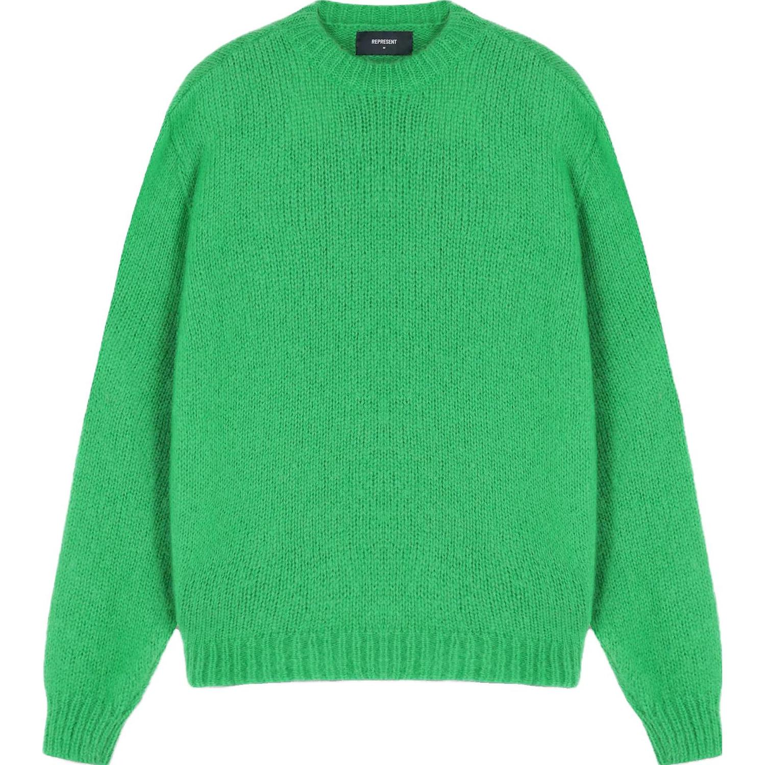 REPRESENT  Solid Green Crewneck Oversized Knit Sweater MH3001301