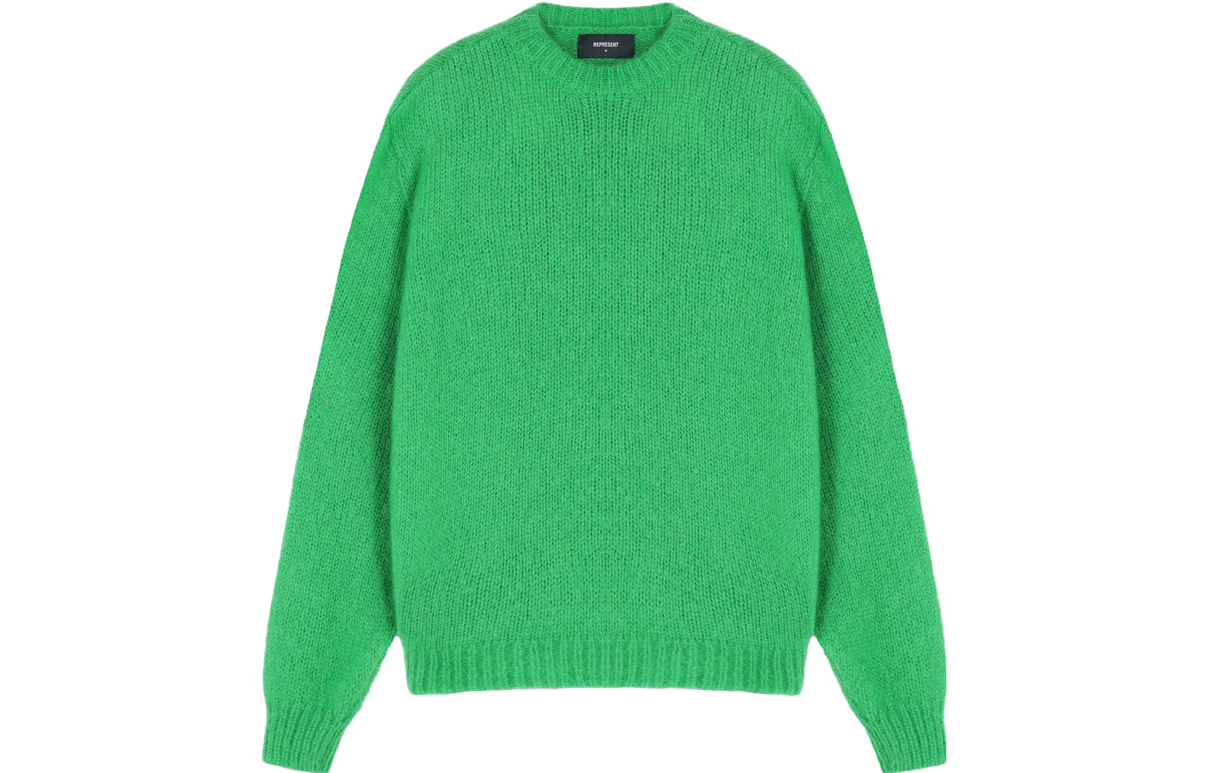Order REPRESENT ソリッドグリーン クルーネック オーバーサイズ ニットセーター MH3001301
