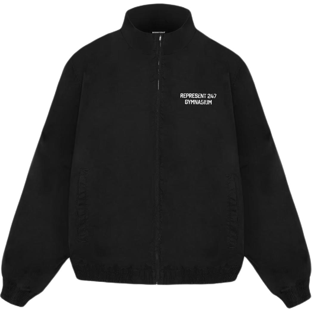 Represent Alphanumeric Print Zip Long Sleeve Jacket Black 247M120-171