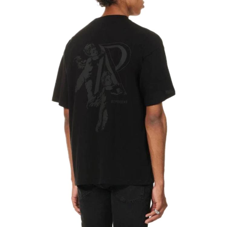 Shop リプレゼント エンジェルプリント クルーネックTシャツ ブラック (メンズ) MT4026-01