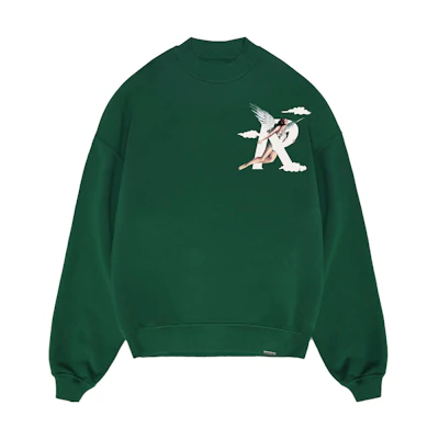 Represent Angel Print Green Crewneck Pullover Sweatshirt M04272-62