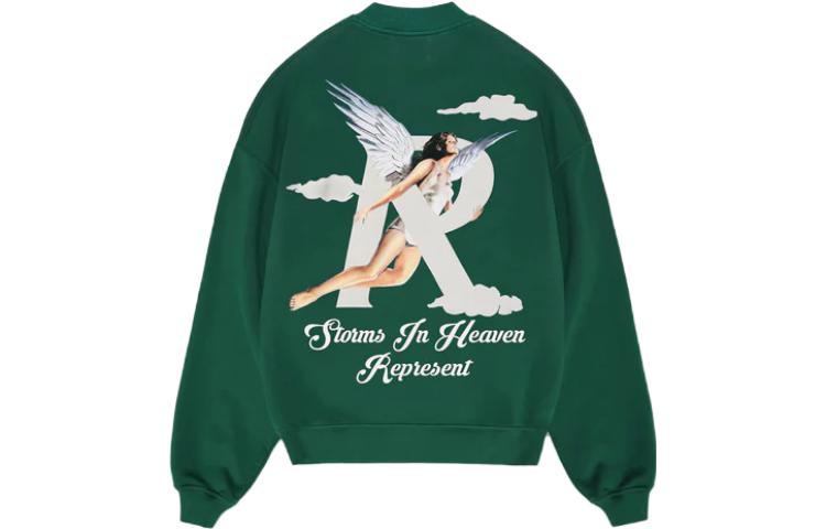 Lookbook Represent Angel Print Green Crewneck Pullover Sweatshirt M04272-62