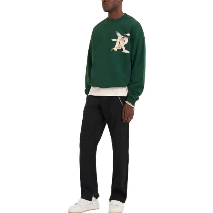 Shop Represent Angel Print Green Crewneck Pullover Sweatshirt M04272-62