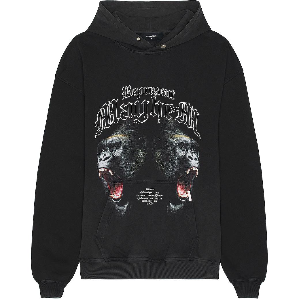 Represent Animal Print Hoodie Black - Long Sleeve Pullover REPR-MK13