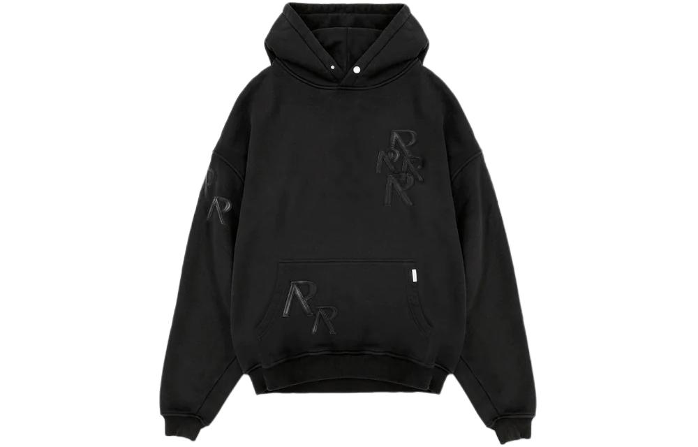 Represent Applique Initial Hoodie Pullover in Gray Black MH4032-171