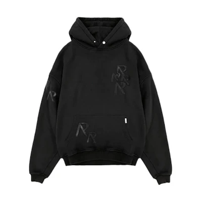 Represent Applique Initial Hoodie Pullover in Gray Black MH4032-171
