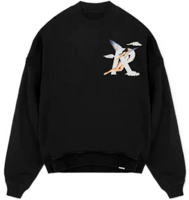 Represent Back Letter Angel Print Crewneck Pullover Sweatshirt Men Black M04272-01 Order Represent Back Letter Angel Print Crewneck Pullover Sweatshirt Men Black M04272-01