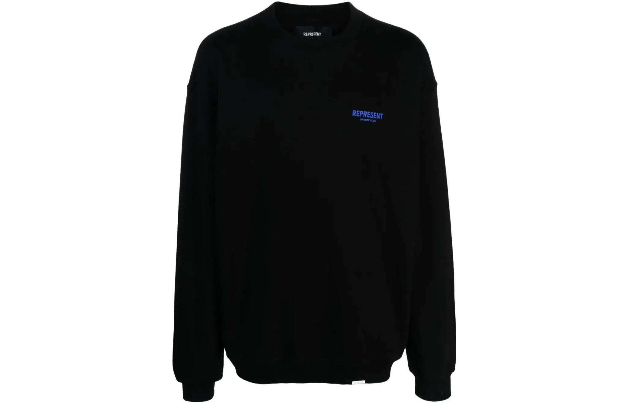 Represent Black Crewneck Oversized Letter Print Sweatshirt MS4002-BLACK