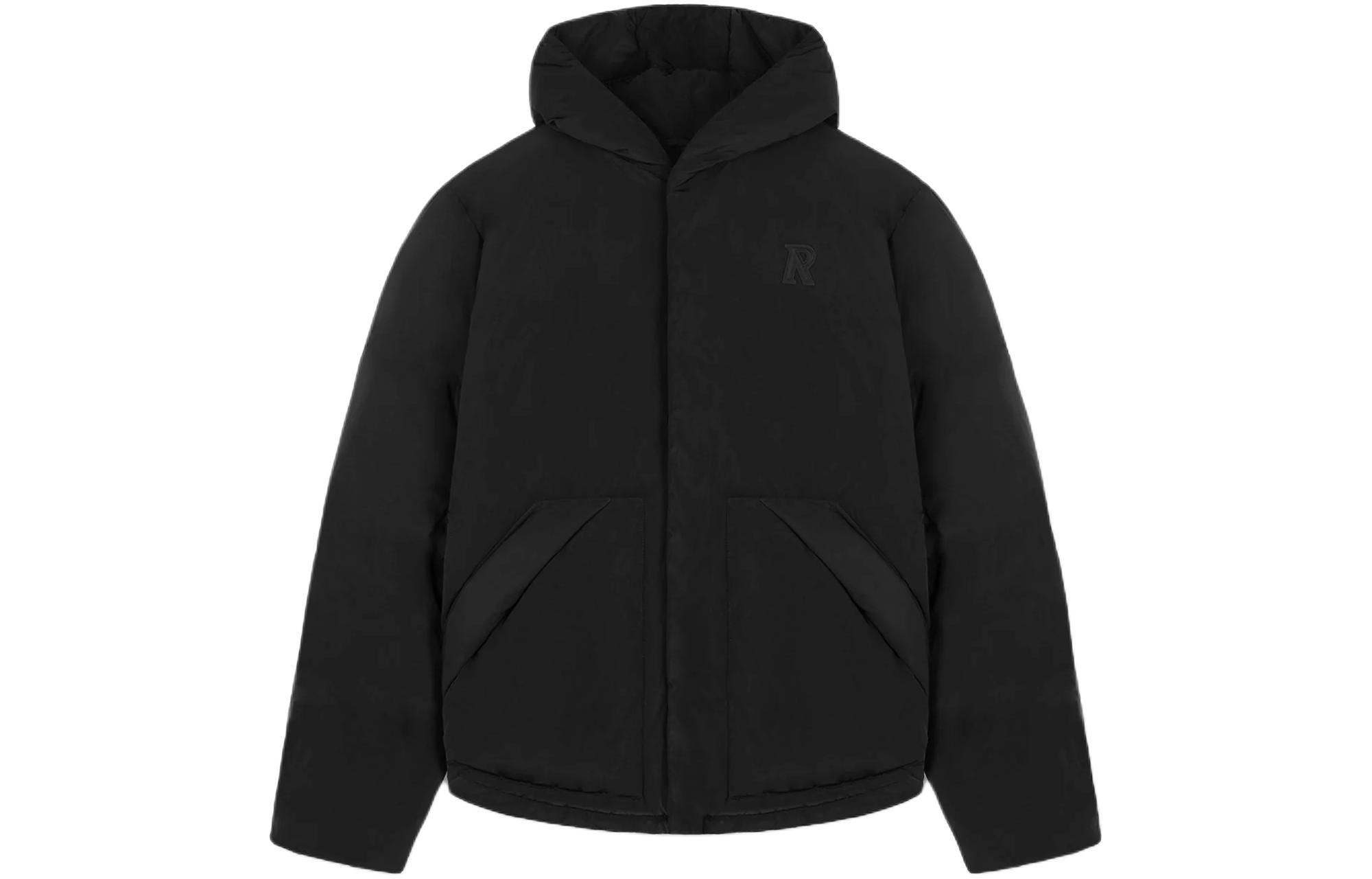 Represent Black Hooded Puffer Jacket Zipper Long Sleeve Outerwear MP1003-01