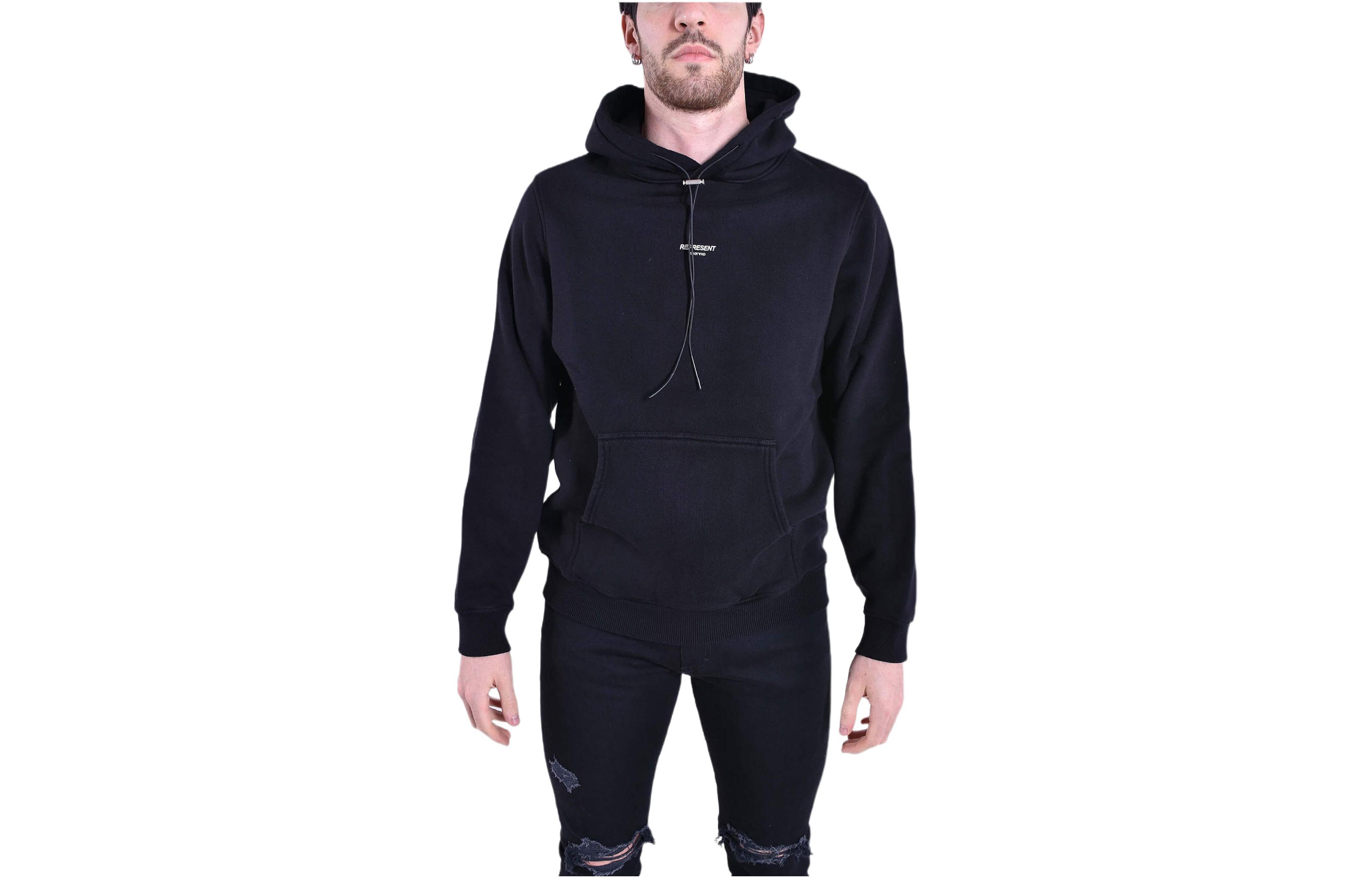 Represent Black Letter Print Hoodie Long Sleeve Slim Fit M04043-03