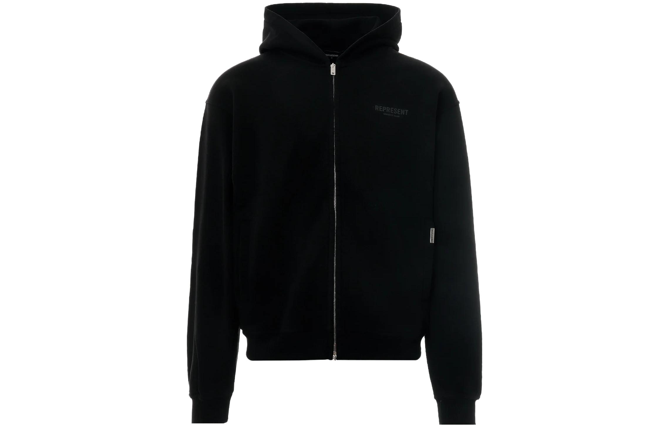 Represent Black Logo Print Zip-Up Hoodie MH4039-343