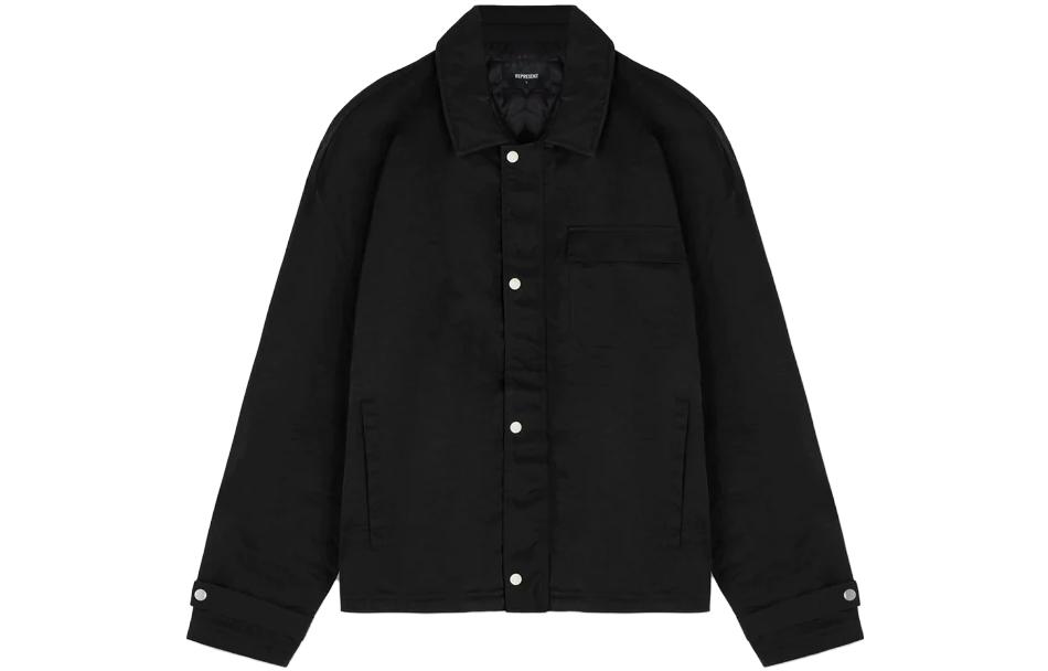 Represent Black Loose Fit Turn-Down Collar Button-Up Jacket MS1002-01