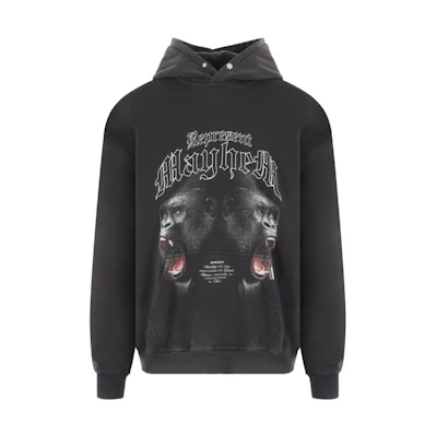 Represent Black Sweatshirt with Letter Cartoon Animal Print Design MH4007-03