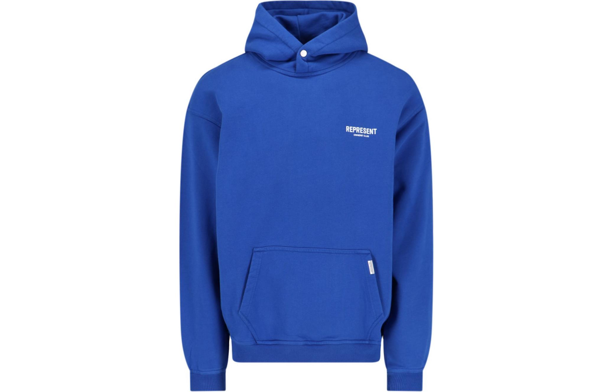 Represent Blue Hoodie with Logo Print and Front Pocket OCM4071-09