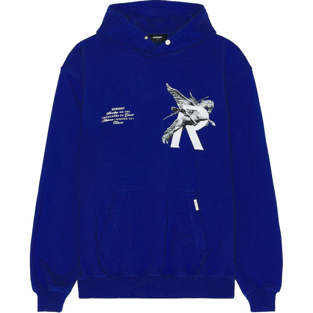 Represent Blue Printed Hoodie Long Sleeve Pullover Classic Fit REPR-MK17