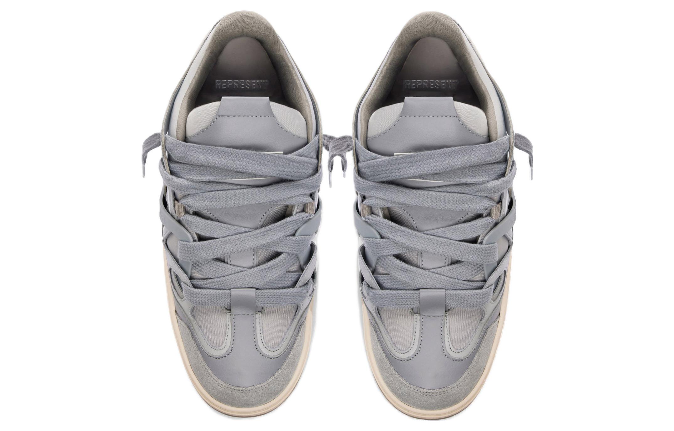 Lookbook REPRESENT Bully 皮革 圓頭系帶 低幫 板鞋 男款 灰色