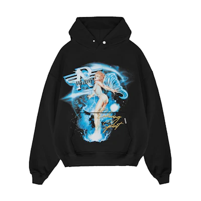Represent Cartoon Print Letter Graphic Black Hoodie Casual Long Sleeve MH4016-171