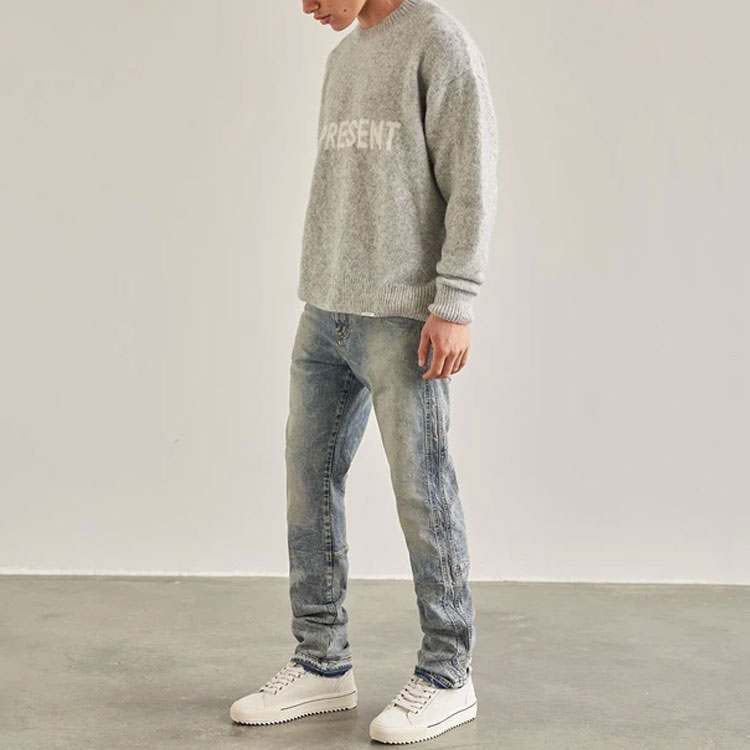 Shop REPRESENT Baju Sejuk Kasual Knit Wool Cashmere Kelabu Terang M02043-05